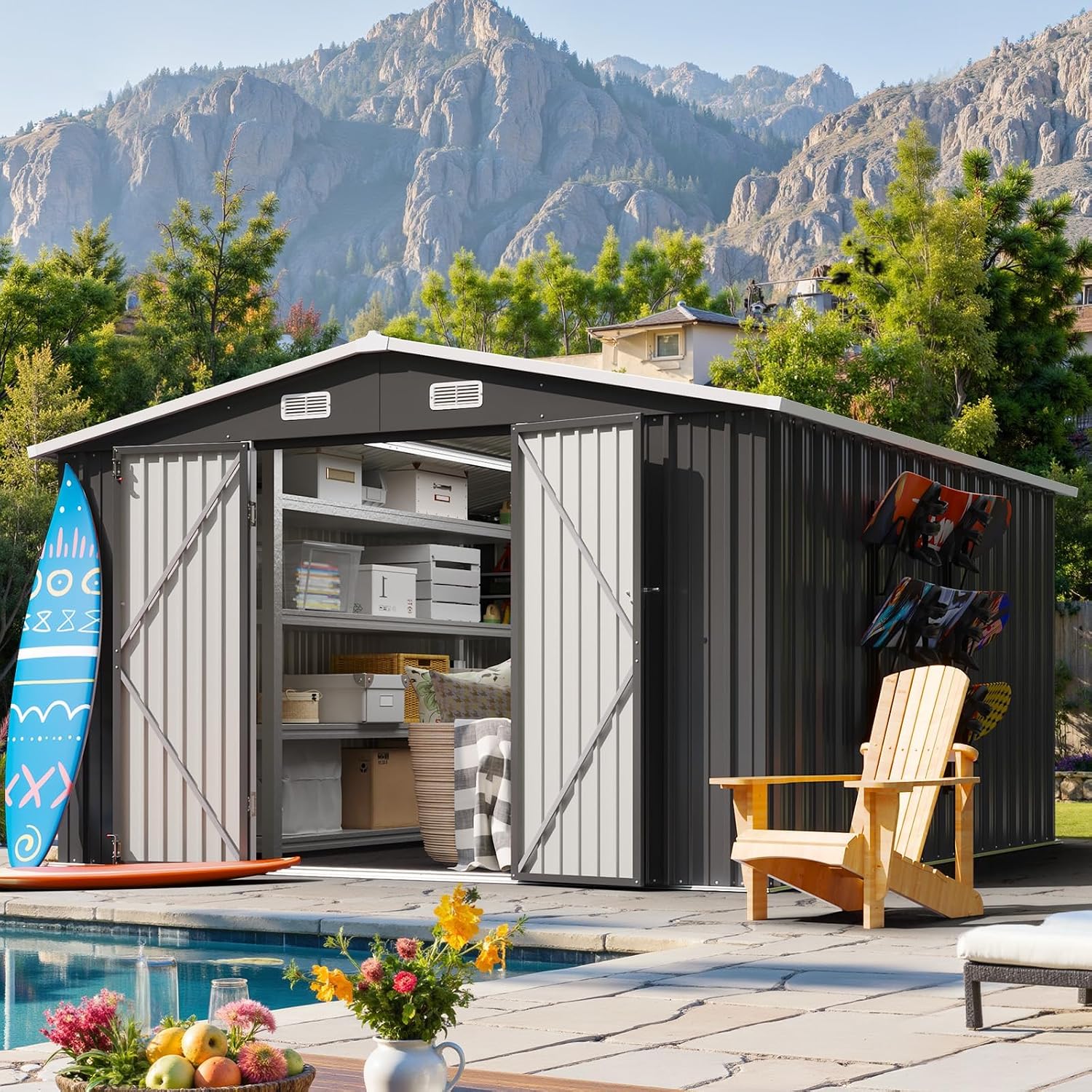 Garden Tools - 10x12FT Outdoor Storage Shed Waterproof Garden