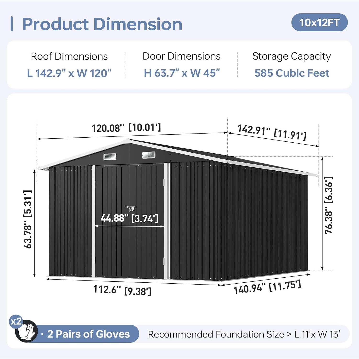 10x12FT Outdoor Storage Shed W - Garden Tools recension och pris