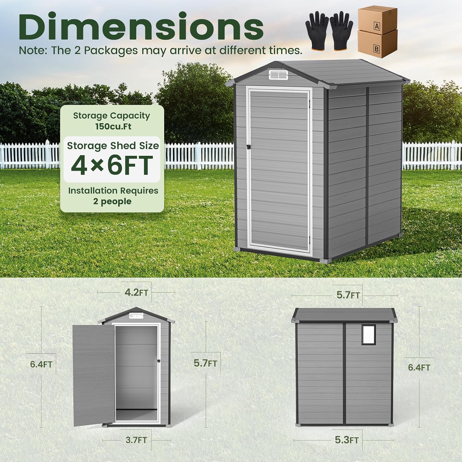 Outdoor Storage Shed with Floo - Garden Tools recension och pris