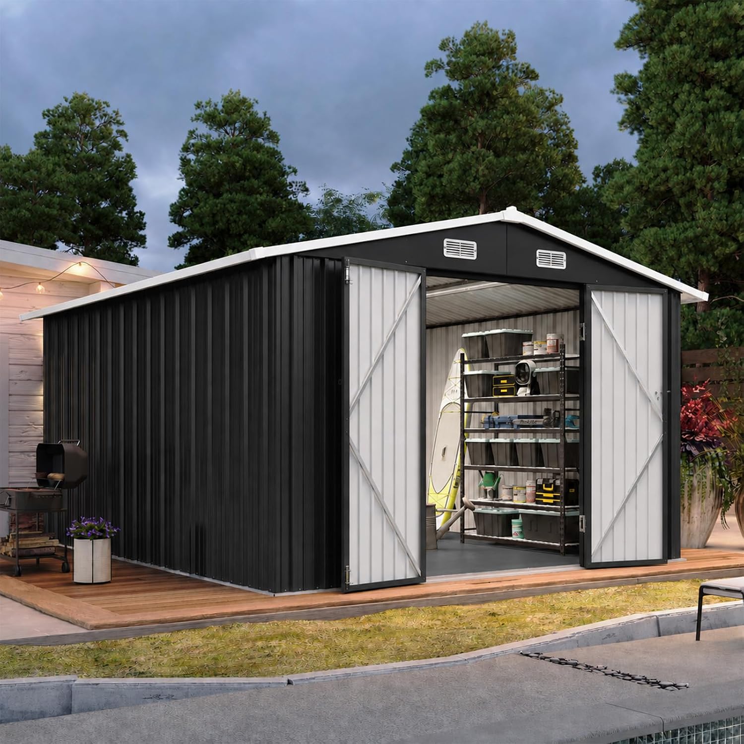 10x12FT Metal Outdoor Storage  - Garden Tools recension och pris